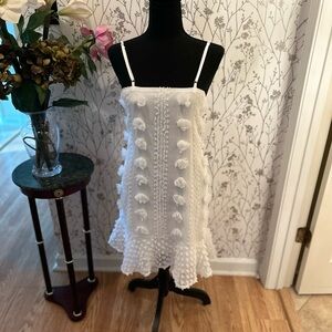 🏇White Textured Sleeveless Dress